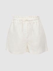 Reiss White Macey Linen Pull On Shorts - Image 2 of 5