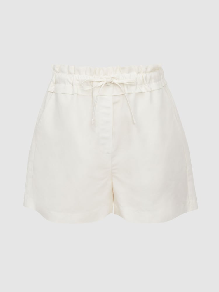 Reiss White Macey Linen Pull On Shorts - Image 2 of 5