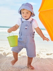 JoJo Maman Bébé Navy Nautical Stripe Sun Hat - Image 1 of 3