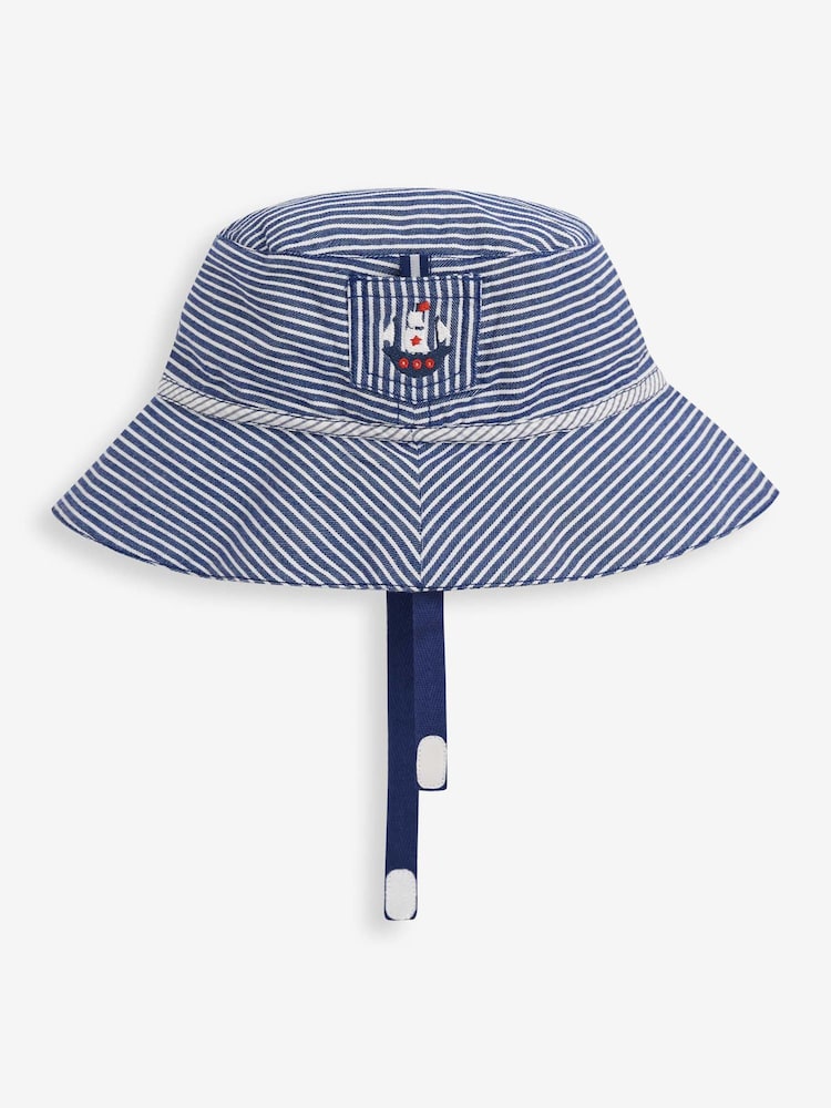 JoJo Maman Bébé Navy Nautical Stripe Sun Hat - Image 2 of 3