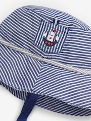 JoJo Maman Bébé Navy Nautical Stripe Sun Hat - Image 3 of 3