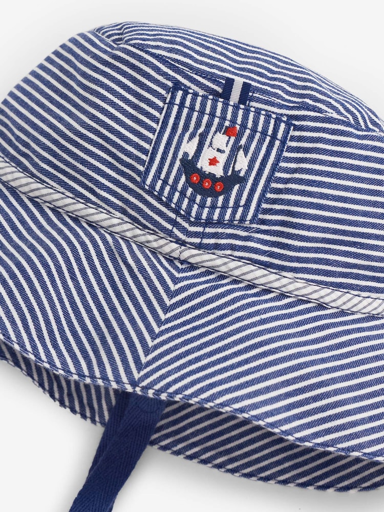 JoJo Maman Bébé Navy Nautical Stripe Sun Hat - Image 3 of 3