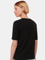 Whistles Black Double Trim Rosa 100% Cotton T-Shirt - Image 2 of 5