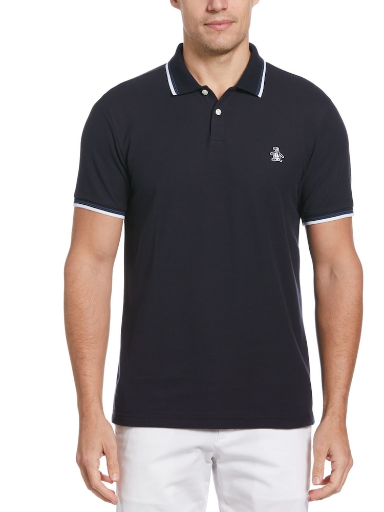 Dunkelblau - Original Penguin Polo-Shirt mit Zierstreifen - Bild 2 von 4