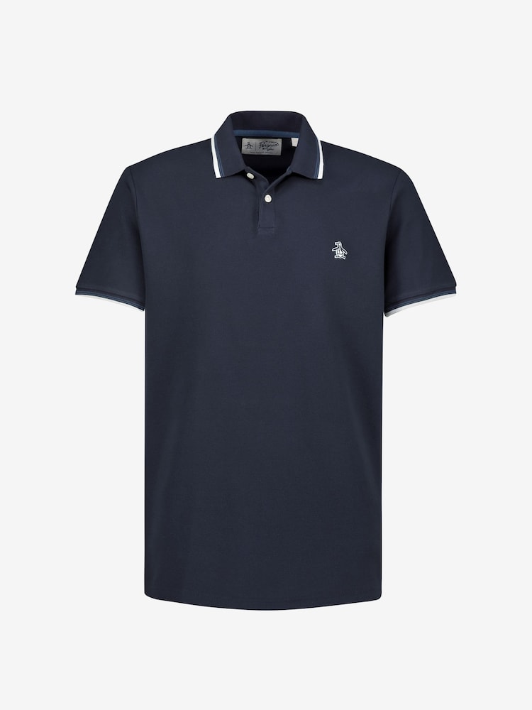 Dunkelblau - Original Penguin Polo-Shirt mit Zierstreifen - Bild 4 von 4