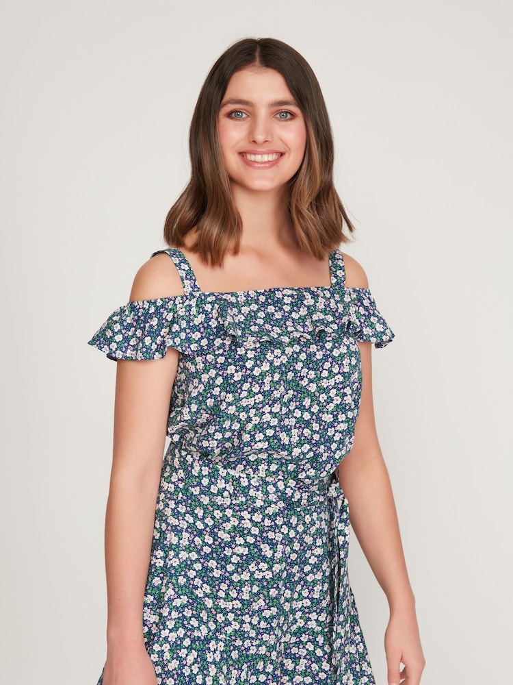 Kylie Teen Blue Ditsy Floral Print Top - Image 2 of 6