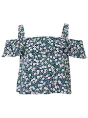 Kylie Teen Blue Ditsy Floral Print Top - Image 6 of 6