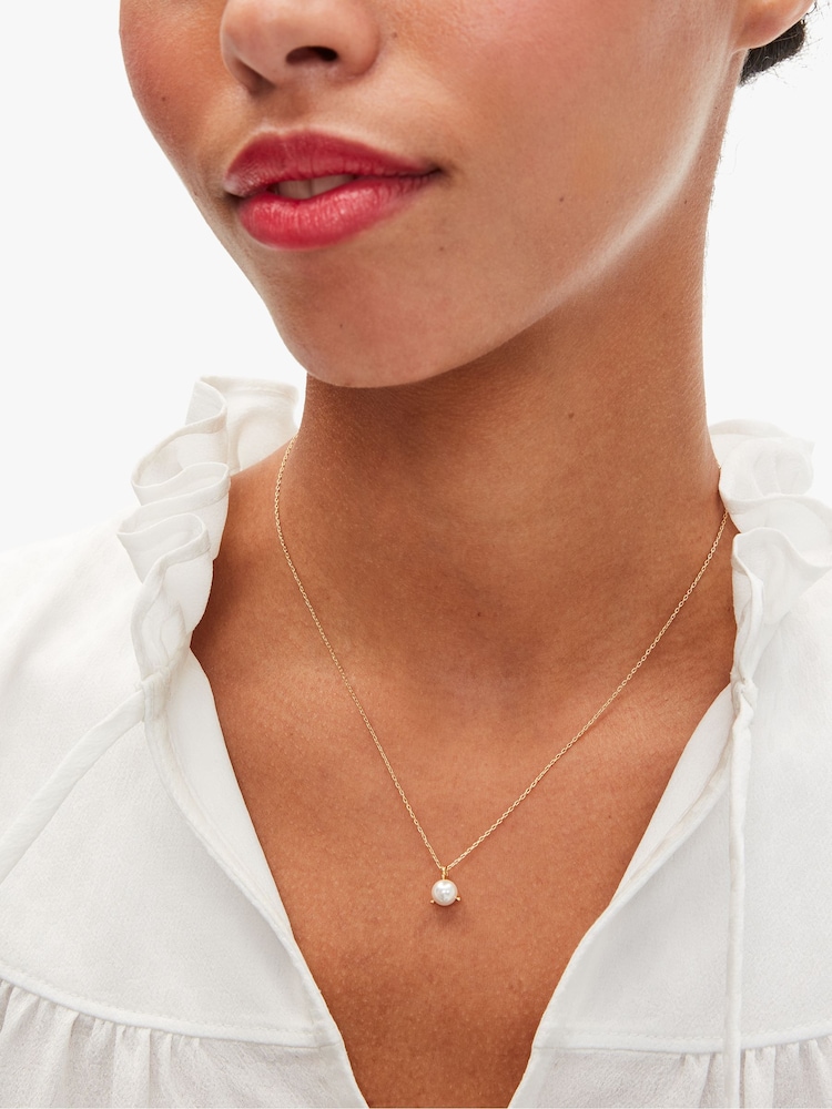 Kate Spade New York Gold Tone Trio Prong Pearl Pendant Necklace - Image 1 of 2