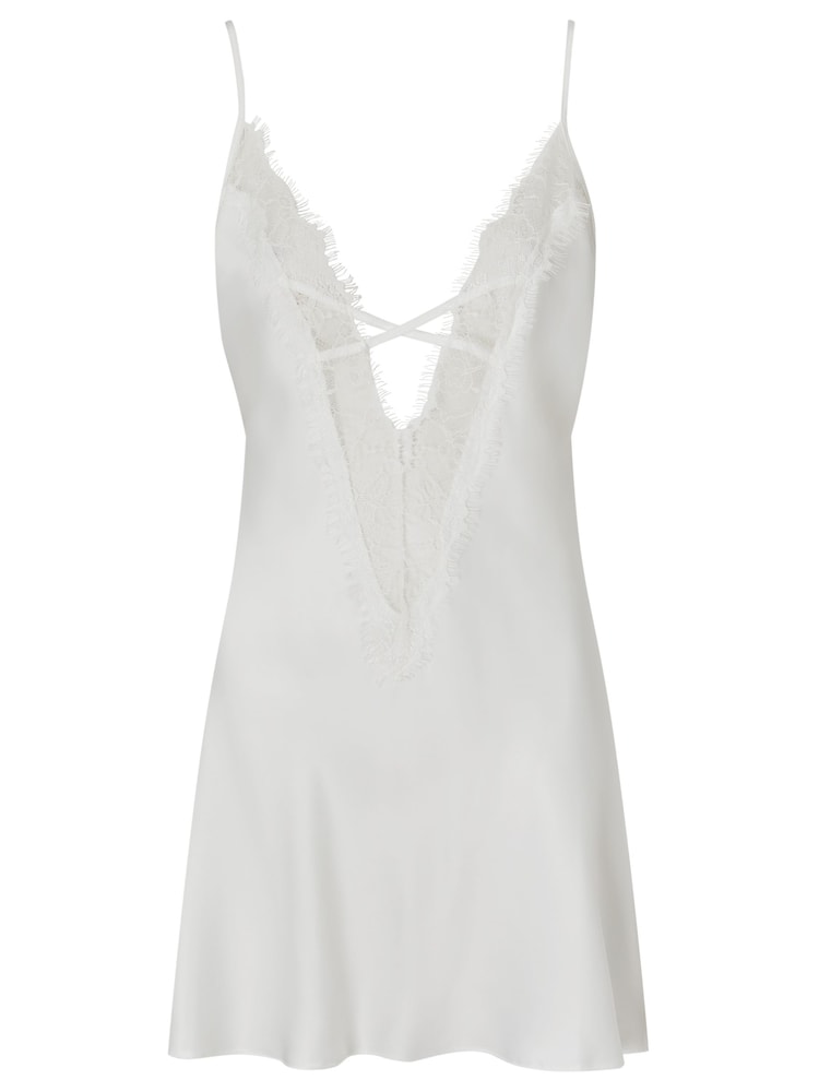 Ann Summers White Cherryann Satin Chemise Slip Nightie - Image 5 of 5