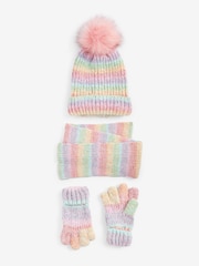 Rainbow Knitted Gloves Hats and Scarf Set (3-16yrs) - Image 2 of 2