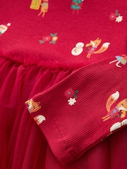 Red Christmas Long Sleeve Printed Tutu Dress (3mths-7yrs) - Image 7 of 9