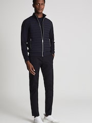 Reiss Blue Flintoff Quilted Hybrid Jacket - Image 3 of 6