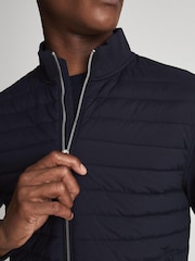Reiss Blue Flintoff Quilted Hybrid Jacket - Image 4 of 6