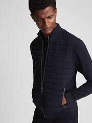 Reiss Blue Flintoff Quilted Hybrid Jacket - Image 6 of 6