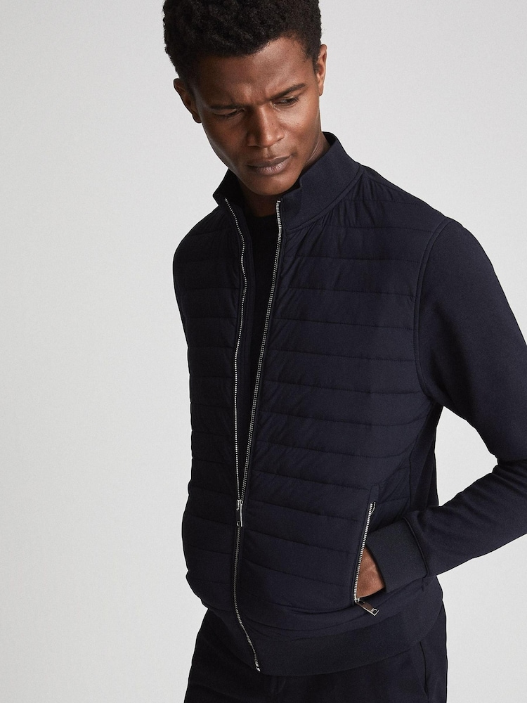 Reiss Blue Flintoff Quilted Hybrid Jacket - Image 6 of 6