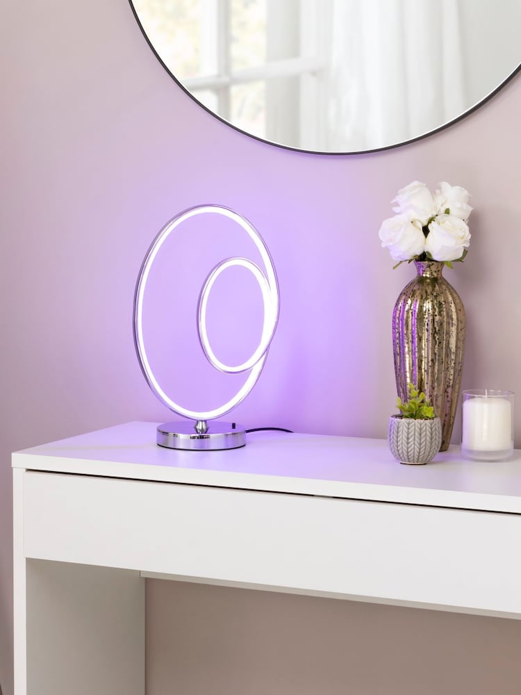 BHS Chrome Renzo RGB LED Table Lamp - Image 1 of 5