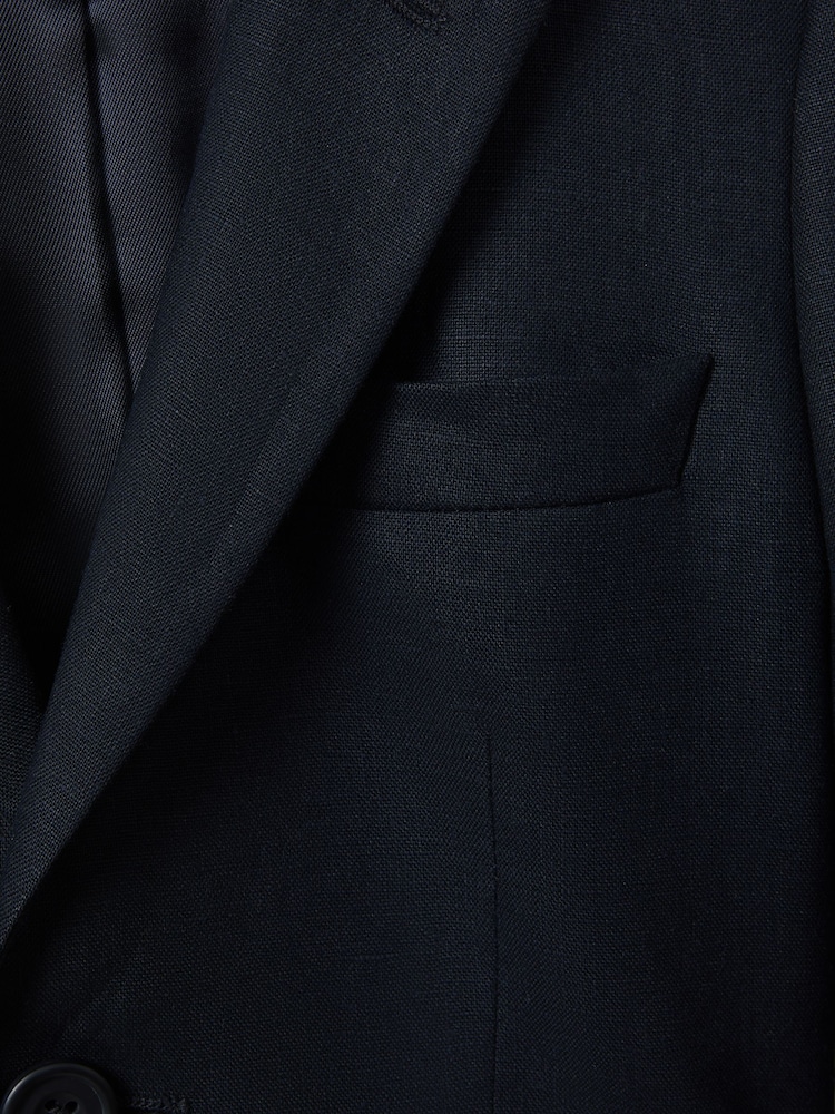 Reiss Navy Kin 3-9 yrs Slim Fit Single Breasted Linen Blazer - Image 4 of 4