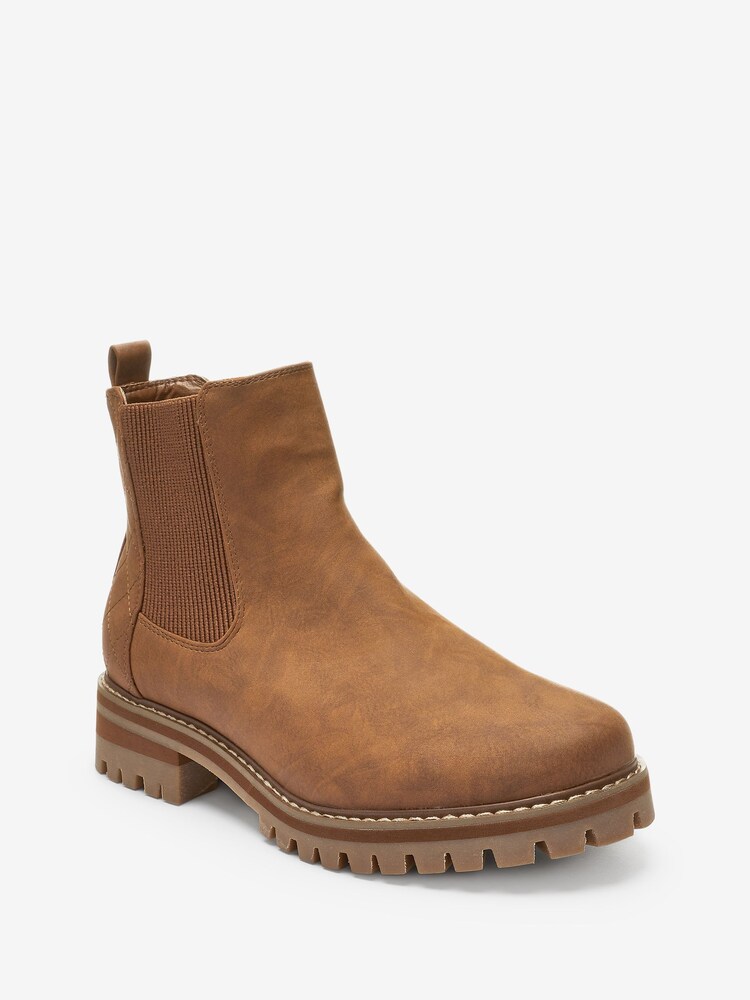 Tan Brown Extra Wide Fit Forever Comfort® Chunky Chelsea Boots - Image 4 of 6