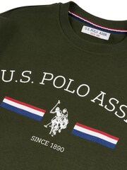 U.S. Polo Assn Army Green Raglan Rider LB Crew Sweatshirt - Image 6 of 6
