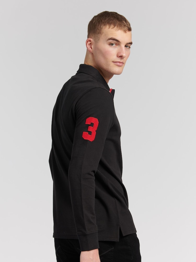 U.S. Polo Assn. Black Player 3 Regular Fit Long Sleeve Polo Shirt - Image 2 of 5