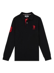 U.S. Polo Assn. Black Player 3 Regular Fit Long Sleeve Polo Shirt - Image 4 of 5