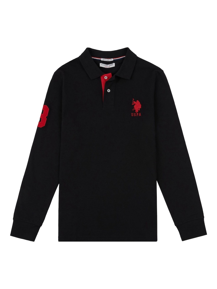 U.S. Polo Assn. Black Player 3 Regular Fit Long Sleeve Polo Shirt - Image 4 of 5