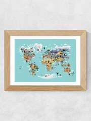 East End Prints Tan Brown World Map of Animals Print by Dieter Braun - Image 2 of 2