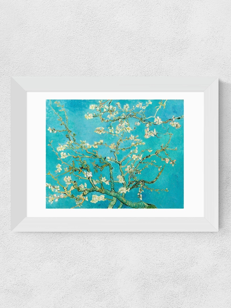 East End Prints Teal Blue Almond Blossom Print by Vincent Van Gogh - Image 1 of 2