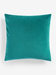 Teal Blue Collection Luxe Geometric Velvet 50 x 50 Cushion - Image 3 of 5