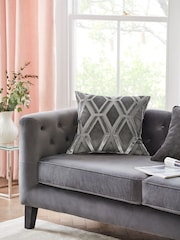 Charcoal Grey Collection Luxe Velvet Geo 50 x 50cm Cushion - Image 1 of 7