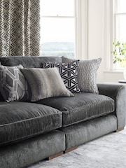 Charcoal Grey Collection Luxe Velvet Geo 50 x 50cm Cushion - Image 2 of 7