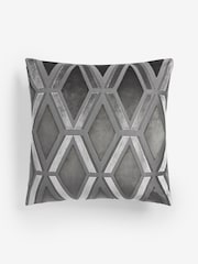 Charcoal Grey Collection Luxe Velvet Geo 50 x 50cm Cushion - Image 5 of 7