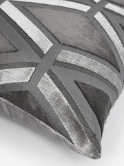 Charcoal Grey Collection Luxe Velvet Geo 50 x 50cm Cushion - Image 7 of 7