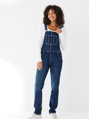 FatFace Dark Blue Lewes Denim Dungarees - Image 1 of 4