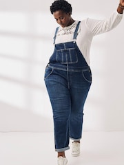 FatFace Dark Blue Lewes Denim Dungarees - Image 3 of 4