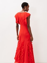 Phase Eight Red Donatella Ruffle Maxi Dress - Image 2 of 6