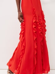 Phase Eight Red Donatella Ruffle Maxi Dress - Image 5 of 6