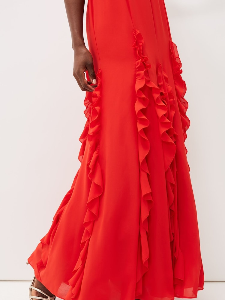 Phase Eight Red Donatella Ruffle Maxi Dress - Image 5 of 6