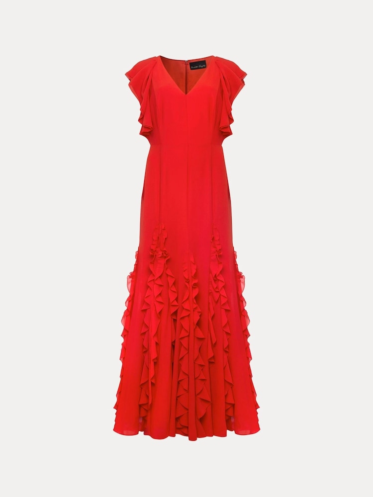 Phase Eight Red Donatella Ruffle Maxi Dress - Image 6 of 6