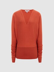 Reiss Orange Jolie V-Neck Cashmere Blend Jumper - Image 2 of 7
