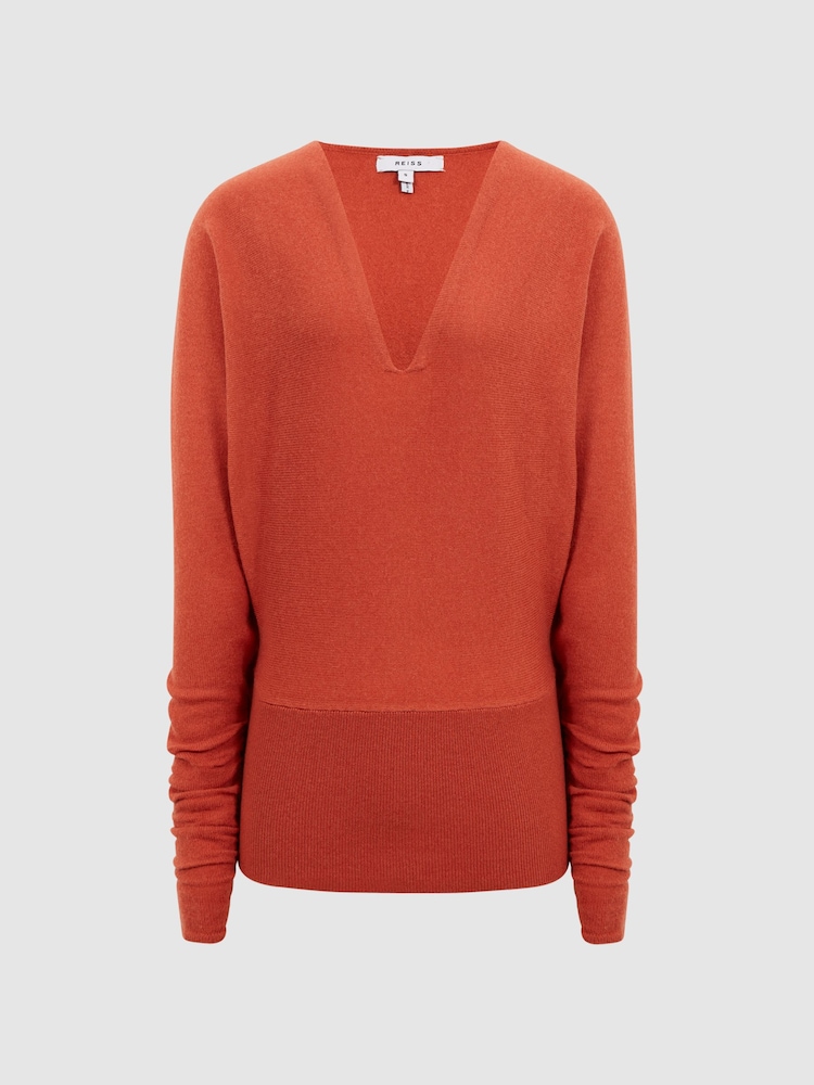 Reiss Orange Jolie V-Neck Cashmere Blend Jumper - Image 2 of 7