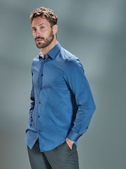 Bright Blue Regular Fit Single Cuff Signature Trimmed Shirt - Image 1 of 6