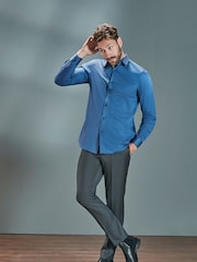 Bright Blue Regular Fit Single Cuff Signature Trimmed Shirt - Image 2 of 6