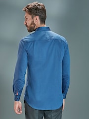 Bright Blue Regular Fit Single Cuff Signature Trimmed Shirt - Image 3 of 6