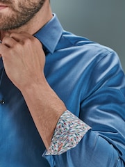 Bright Blue Regular Fit Single Cuff Signature Trimmed Shirt - Image 5 of 6