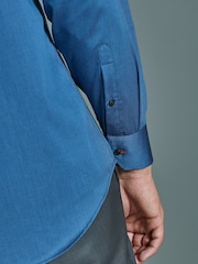Bright Blue Regular Fit Single Cuff Signature Trimmed Shirt - Image 6 of 6