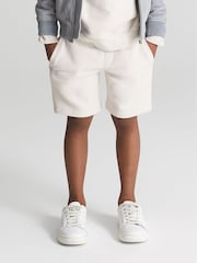 Reiss Dark Ecru Henry Drawstring Jersey Shorts - Image 1 of 8