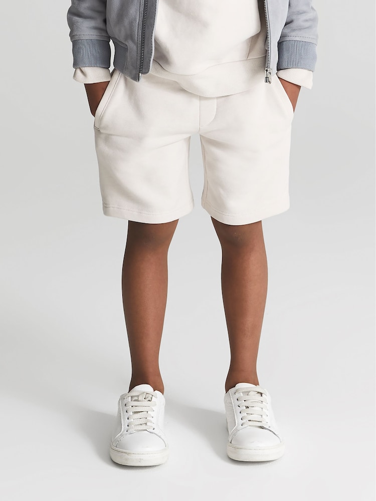 Reiss Dark Ecru Henry Drawstring Jersey Shorts - Image 1 of 8