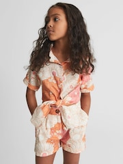 Reiss Orange Sky Junior Printed Linen Shorts - Image 1 of 6