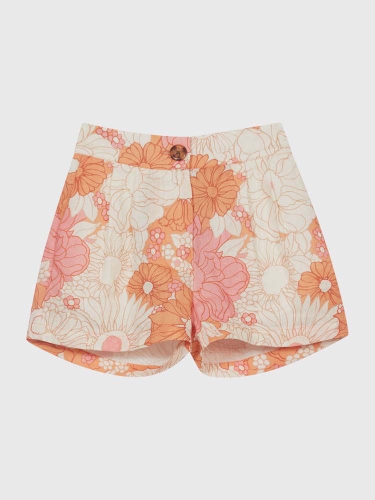 Reiss Orange Sky Junior Printed Linen Shorts - Image 2 of 6
